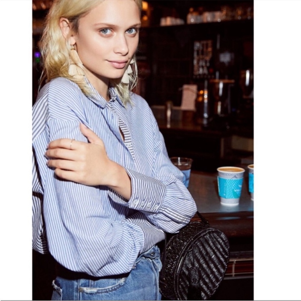 Free People striped oversized button down